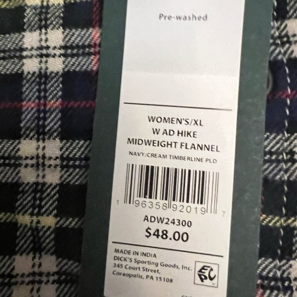 Alpine Design Women’s Flannel Size XL Navy Cream Timberline Plaid - Picture 2 of 10